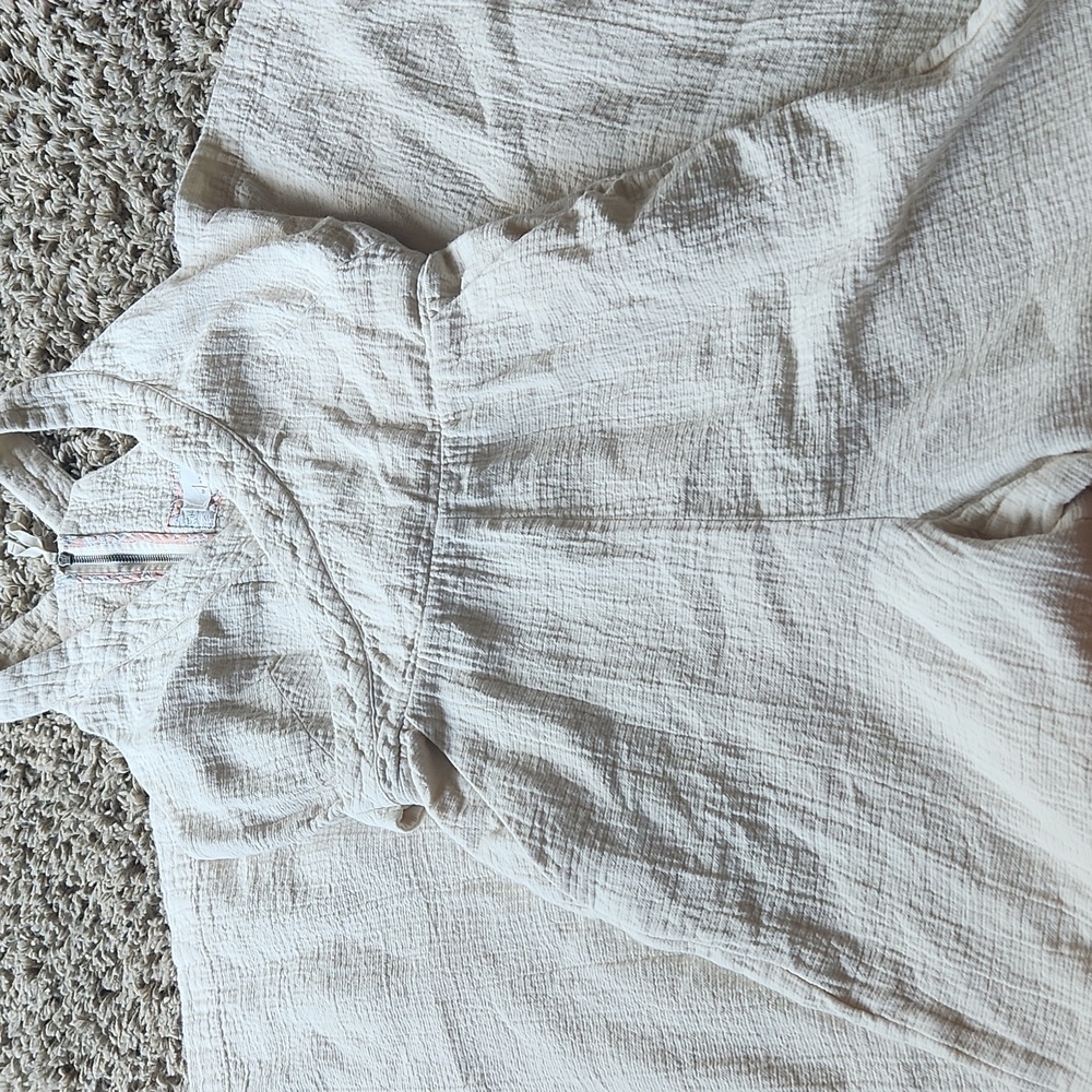 Anthropologie Cream Textured Jumpsuit Womans Size 4 - Picture 10 of 10